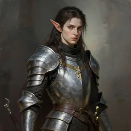 medieval, attractive long dark haired elf male pale skin, character design, armor, painting by wlop, nixeu and greg rutkowski, beautiful, semirealism, artstation, volumetric light, octane render, sharpness, 8 k, golden ratio