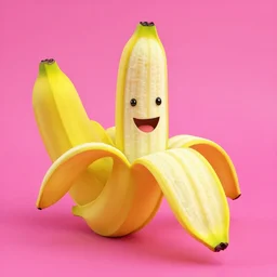 a very happy banana, vivid