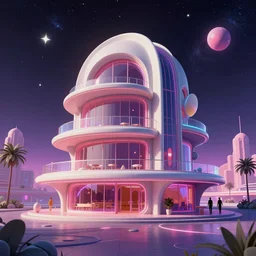 architecture by renzo piano, scumm bar cosmic galactic morning sun vaporwave universe vice city evil, archdaily, wallpaper, highly detailed, trending on artstation.