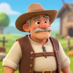 Eldery Man with a moustache, farmer, traditional German, Disney Infinity