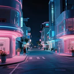 1 9 5 0 s street view retrofuturism at night by michael whelan and naomi okubo and dan mumford. cute 1 9 5 0 s astronauts. cel - shaded. bright paint