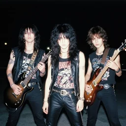 nicola samori painting of an anime metal band photo, direct flash photography at night, film grain