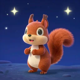 animal crossing animal squirrel, in the starry sky, star sparkles, sharp focus, d & d, epic retrowave art, masterpiece, trending on art station, squirrel, fantasy, digital painting, highly detailed, 8 k realistic, dof, art by artgerm, greg rutkowski, sasoura, satchely, no distortion