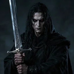 portrait of dark - mysterious - eerie - ominous looking he - man, he - man is holding the haunted power sword in his right hand, cinematic, epic, ultra - detailed, sharp focus on the face, zbrush, artwork by marcus whinney