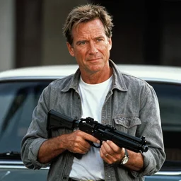 film still of Robin Williams as Martin Riggs in Lethal Weapon, 4k