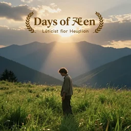 a lone man searches for meaning in grass, movie still from days of heaven, ultra realistic, beautiful lighting, distant mountains
