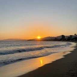 santa monica beach at sunset