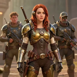 emma stone as a steampunk space marine, pixar style, by tristan eaton stanley artgerm and tom bagshaw.