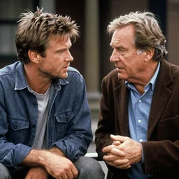 movie still, 1 9 8 0 s, harrison ford and john carpenter talking