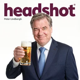 headshot magazine cover photo of viktor orban winking with beer by peter lindbergh