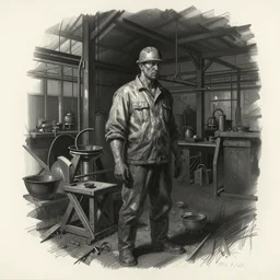 asset sheet, material study ( caricature ) factory worker by mark ryden dark foreboding