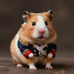 portrait of a small pet hamster!!!!!!!!!!! dressed in a tiny confederate army outfit, mathew brady photo
