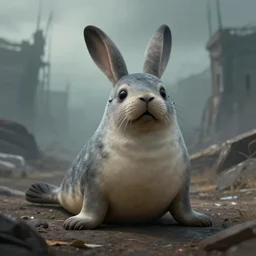 seal bunny chimera, post apocalyptic, award winning digital art, featured on artstation