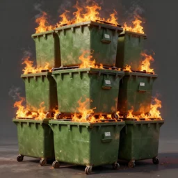 a stack of dumpsters in flames trending on artstation 4 k detailed sharp high detail