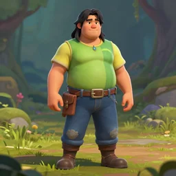 slightly chubby asian with medium black parted hair, dndbeyond, bright, colourful, realistic, dnd character portrait, full body, pathfinder, pinterest, art by ralph horsley, dnd, rpg, lotr game design fanart by concept art, behance hd, artstation, deviantart, hdr render in unreal engine 5