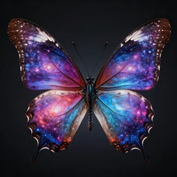 hyper - detailed render of a butterfly with wings made of colorful galaxies, unreal engine 5,