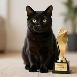 cutest black cat in the universe, award - winning photo