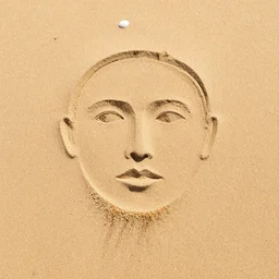 a face made from falling grains of sand