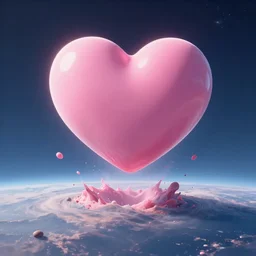pink heart asteroid falling crashing down to earth, apocalyptic, beautiful, calming, detailed, womp, 4 k