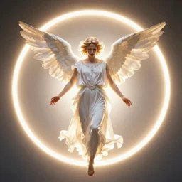 Angel in the universe, surrounded by a light circle, glowing, high saturation, cinematic light effect, realistic, adding detail, rococo style, high definition