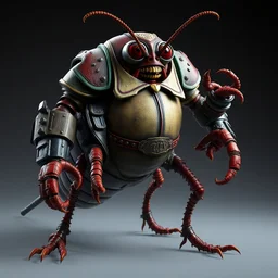 cockroach character, securityguard, in the style of warhammer fantasy : : head torso legs : : lorax movie : : nightmare before christmas : : artstation