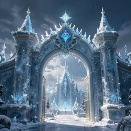 The gate to the eternal kingdom of Ice, fantasy, digital art, HD, detailed.