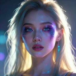 mcro head shot of female, backlighting synthwave style fantasy art by dan mumford van barle greg rutkowski