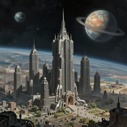 machine city on a distant planet by daryl mandryk, detailed, masterpiece, atmospheric