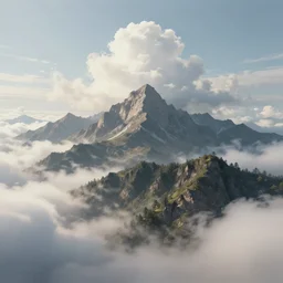 the mountains of skyrim, matte painting, peaceful puffy clouds, concept art, 4 k
