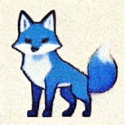 a blue fox, game sprite 8-bit pixel art