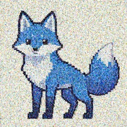 a blue fox, game sprite 8-bit pixel art