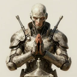 brutal solarpunk macedonian cyber warrior portrait praying altar of sacrifice by giger vasnetsov rutkowski mucha hyperrealism very detailed masterpiece shadows symmetrical expressive eyes well proportioned balanced high resolution artgerm cinematic epic dramatic slow ivory poetic