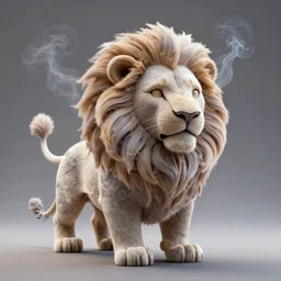 a beautifull intricate cute 3 d lion made of smoke, unreal engine, wide shot, by octane render by, ellen jewett