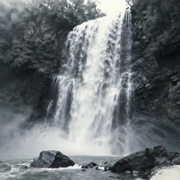 zen, waterfall, ink
