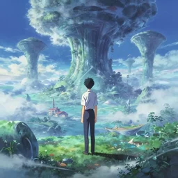 a high definition screenshot from the beautiful science fiction anime film ; a strange and ethereal dreamscape, digital painting by makoto shinkai, patrick faulwetter, ryan glitter concept artist, surrealism, cinematic still, trending on artstation