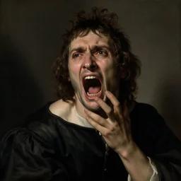 a man screaming, mannerism, hate, sadness, fear, and anxiety, by Agnolo Bronzino