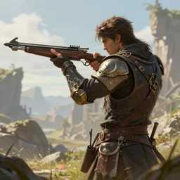 marksman dual wielding crossbows, digital fantasy art
