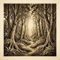 mystic forest by ernst haeckel, very beautiful! pyrography