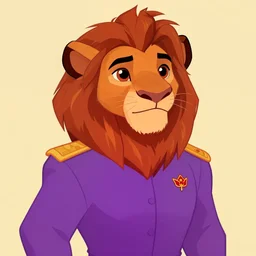 Simba (from The Lion King) wearing a purple uniform
