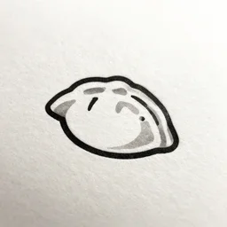 a modern graphic design logo of a dumpling, minimal, ink stamp on paper