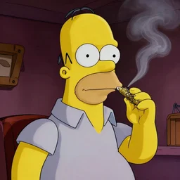 homer simpson smoking weed, highly detailed, cinematic