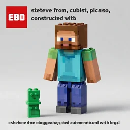 “ steve from minecraft, cubist, picasso, constructed with lego ”