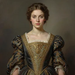 portrait of a perfect caucasian woman, symmetric, intricate dress, digital painted art by rembrandt, irakli nadar