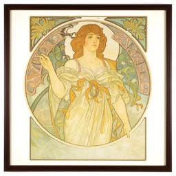 an alphonse mucha style image frame