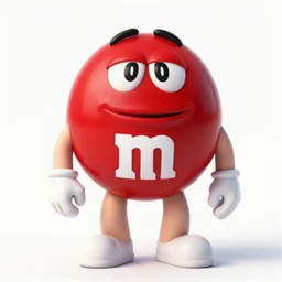 red m - character, round red m & m figure, m & m mascot, m & m figure, m & m plush, m & m candy dispenser, unreal engine, studio lighting, figurine, unreal engine, volumetric lighting, artstation, cosplay