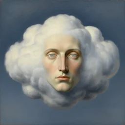 portrait of a cloud man, by rene magritte, detailed painting, hd, hq, high resolution, high detail, 4 k, 8 k