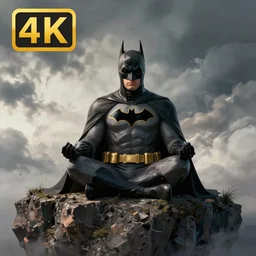 batman meditating on a cliff, digital art, 4k