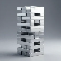 stacked block, like jenga, contemporary art, simple, silver steel, trending on behance, keyshot 1 1