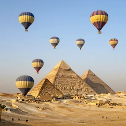 hot balloons over the valley of the kings in egypt