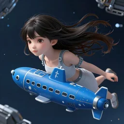 portrait of a girl floating in a spacestation, flowing hair, last exile, blue submarine no. 6, loish, murata range, kawaii, studio lighting, anime, manga, vibrant bright colors, japanese, 1980s, beautiful, dreamy, alphonse mucha, gradation, jean giraud, yuya nagai